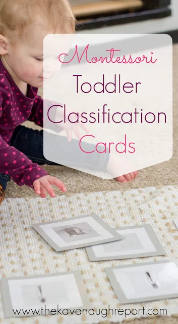 Pre-matching Montessori work for toddlers. These classification cards help toddlers start to identify objects and classify them into groups.