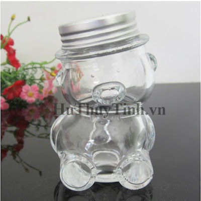 Hũ con gấu nắp nhôm thủy tinh Hũ thủy tinh hình con gấu