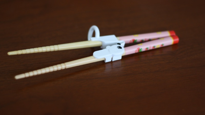 ダイソーの補助器具をつけたお箸