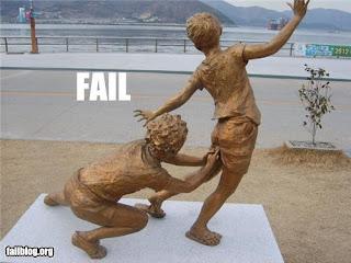 STATUE ERROR sticking fingers up childs bottom