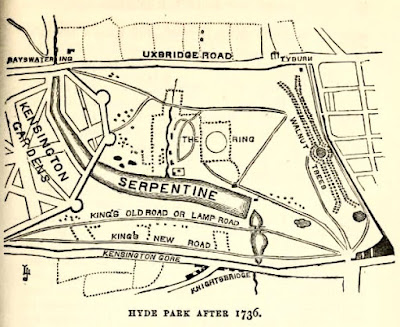 Map of Hyde Park from The Story of the London Parks by J Larwood (1874) Map of Hyde Park from The Story of the London Parks by J Larwood (1874)