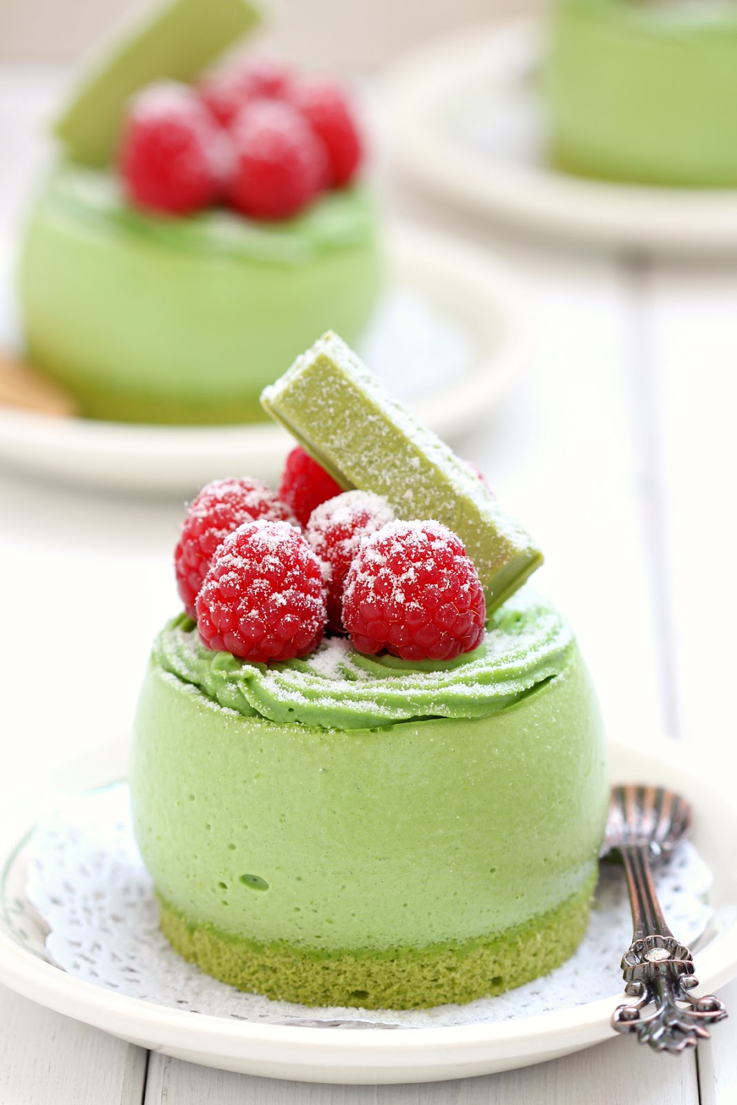 Triple matcha mousse cake
