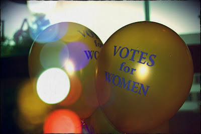 Ballons reading, 'Votes for Women'