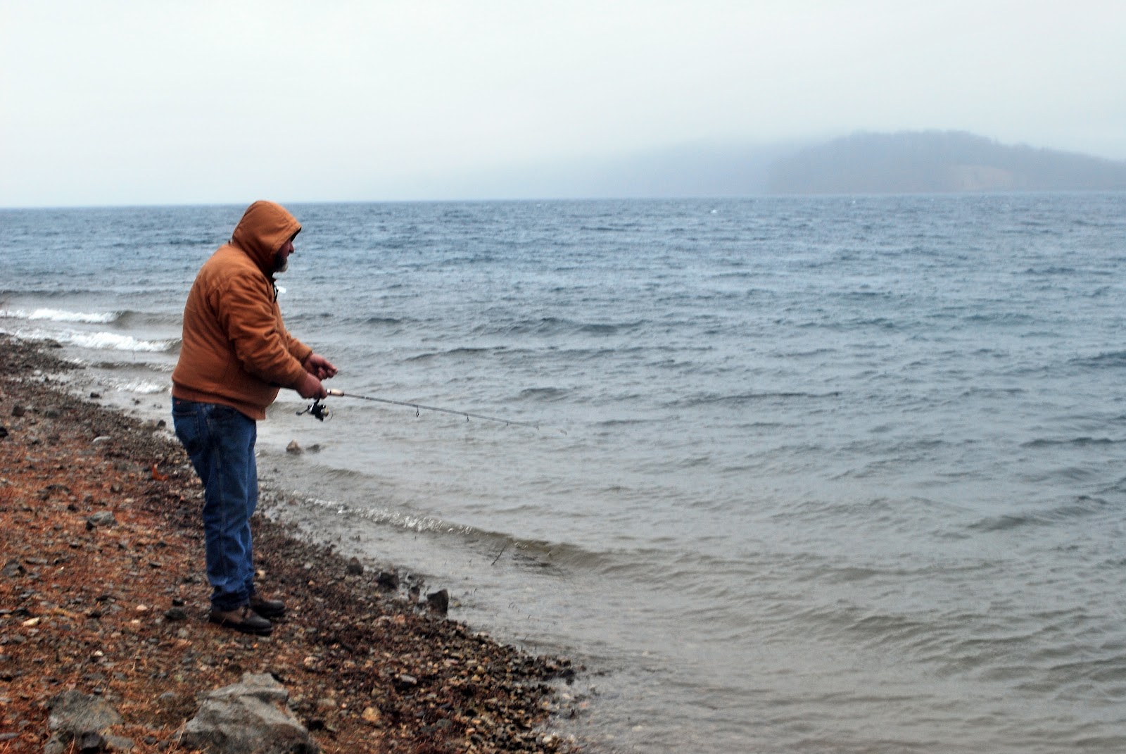 Fishing in New Jersey Round Valley Reservoir Shoreline Brown Trout and