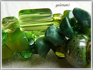Naszyjnik zielony - szkło, koraliki, porcelana, masa perłowa