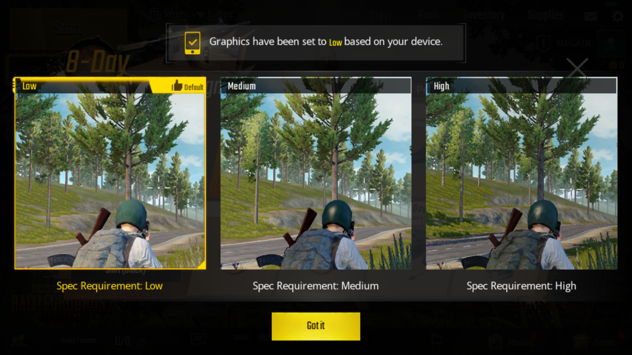 PUBG Mobile grafik seçenekleri