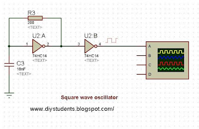 DIY Students: Square wave oscillator (using Schmitt inverter)