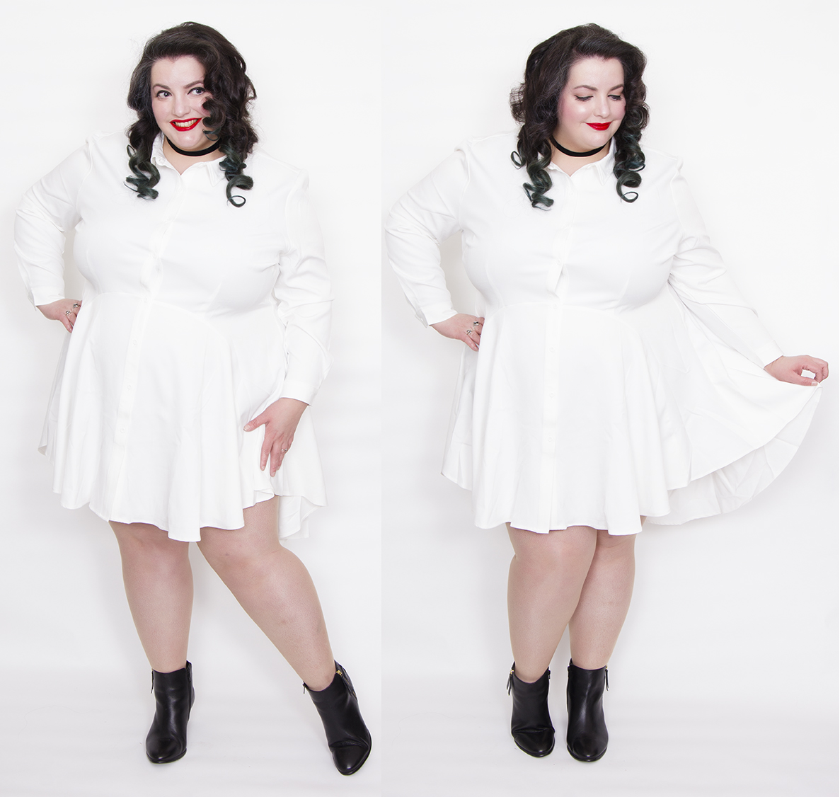 karina white skater shirt dress