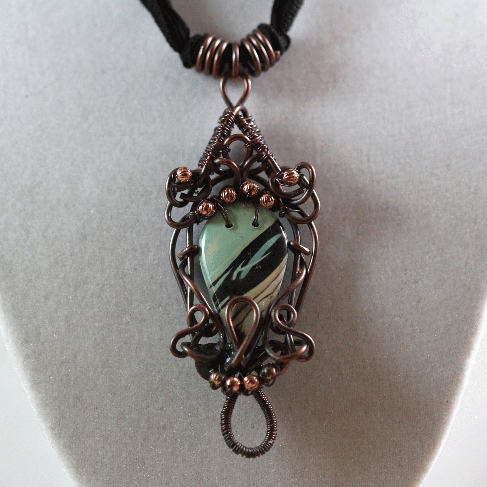 Body Ice Jewelry Oxidized Copper Wire Wrapped Pendant