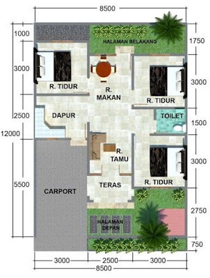 Minimalist design drawing house plan type 45