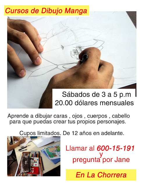 Afiche de cursos de dibujo manga en Panamá.