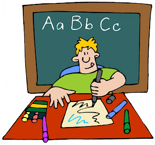 A cartoon image of a GED test taker.