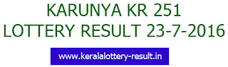 Karunya KR 251 lottery result today 23-7-2016 Karunya Lottery Result today, Today's Lottery result Karunya KR 251, Karunya lottery result 23-7-2016, Karunya KR-251 result July 23, 2016, Karunya KR 251