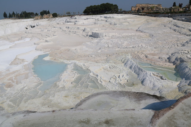 In ancient times, the travertines terraces were overflowing with water at Pamukkale Thermal Pools in Turkey In ancient times, the travertines terraces were overflowing with water at Pamukkale Thermal Pools in Turkey
