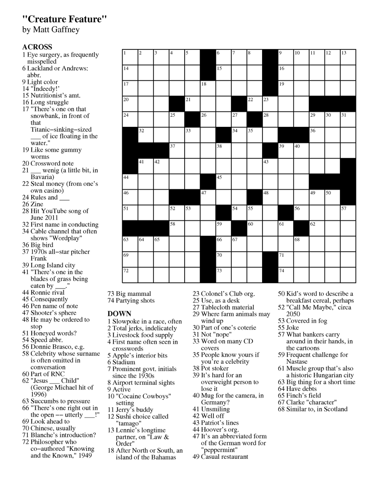 Printable Universal Crossword Puzzle Today Printable Crosswords Net