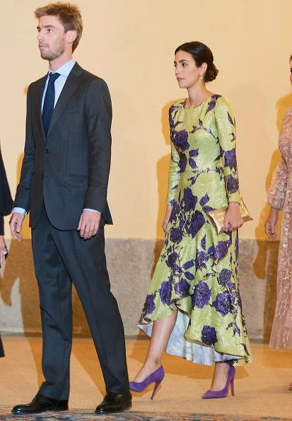 Queen Letizia wore Nina Ricci Dress. Alessandra de Osma wore Jorge Vázquez dress from spring summer 2019 collection