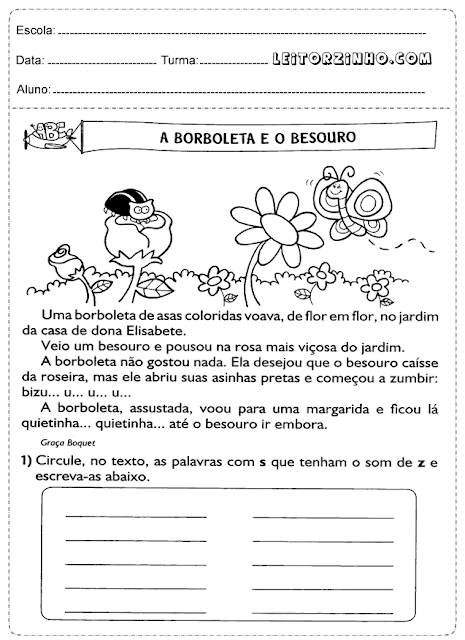 Circule, no texto, as palavras com S que tenham o som de z e escreva-as