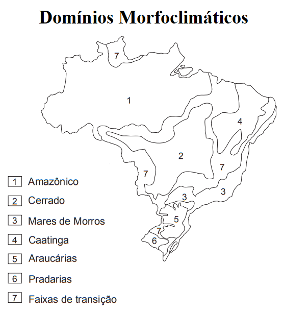 Blog de Geografia: Mapa do Brasil para colorir - Domínios morfoclimáticos