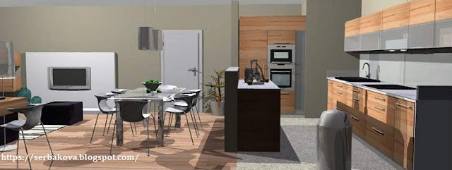 Дизайн проект гостиной с кухней в новостройке