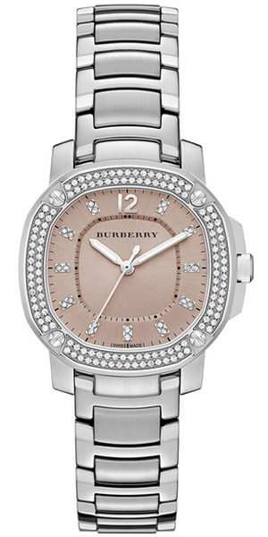 Burberry 34mm Octagonal Stainless Steel Watch with Diamonds