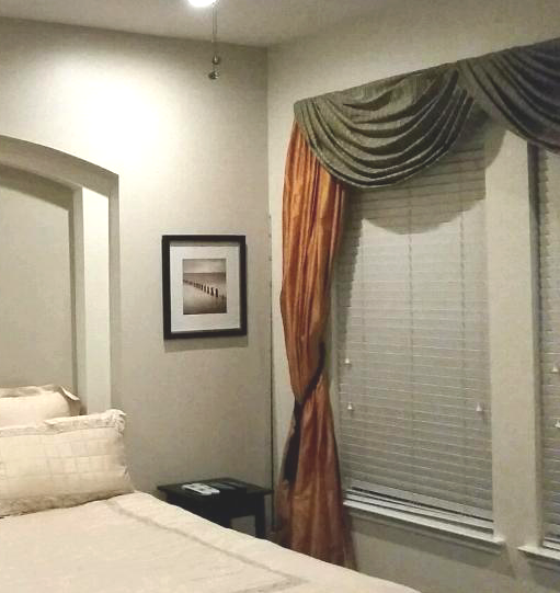 How to paint curtains Spray Painted Curtain Swag Makeover