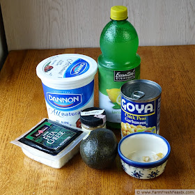 image of ingredients used to make avocado feta hummus