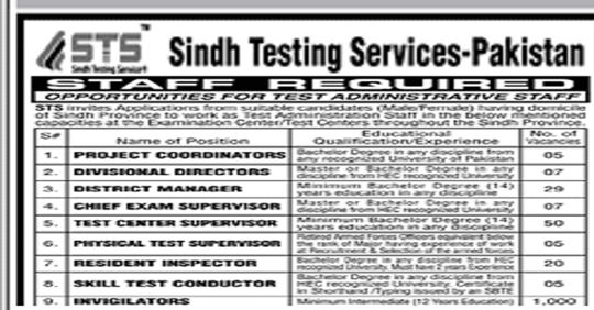Sindh Testing Services-Pakistan (STS) Jobs 2019