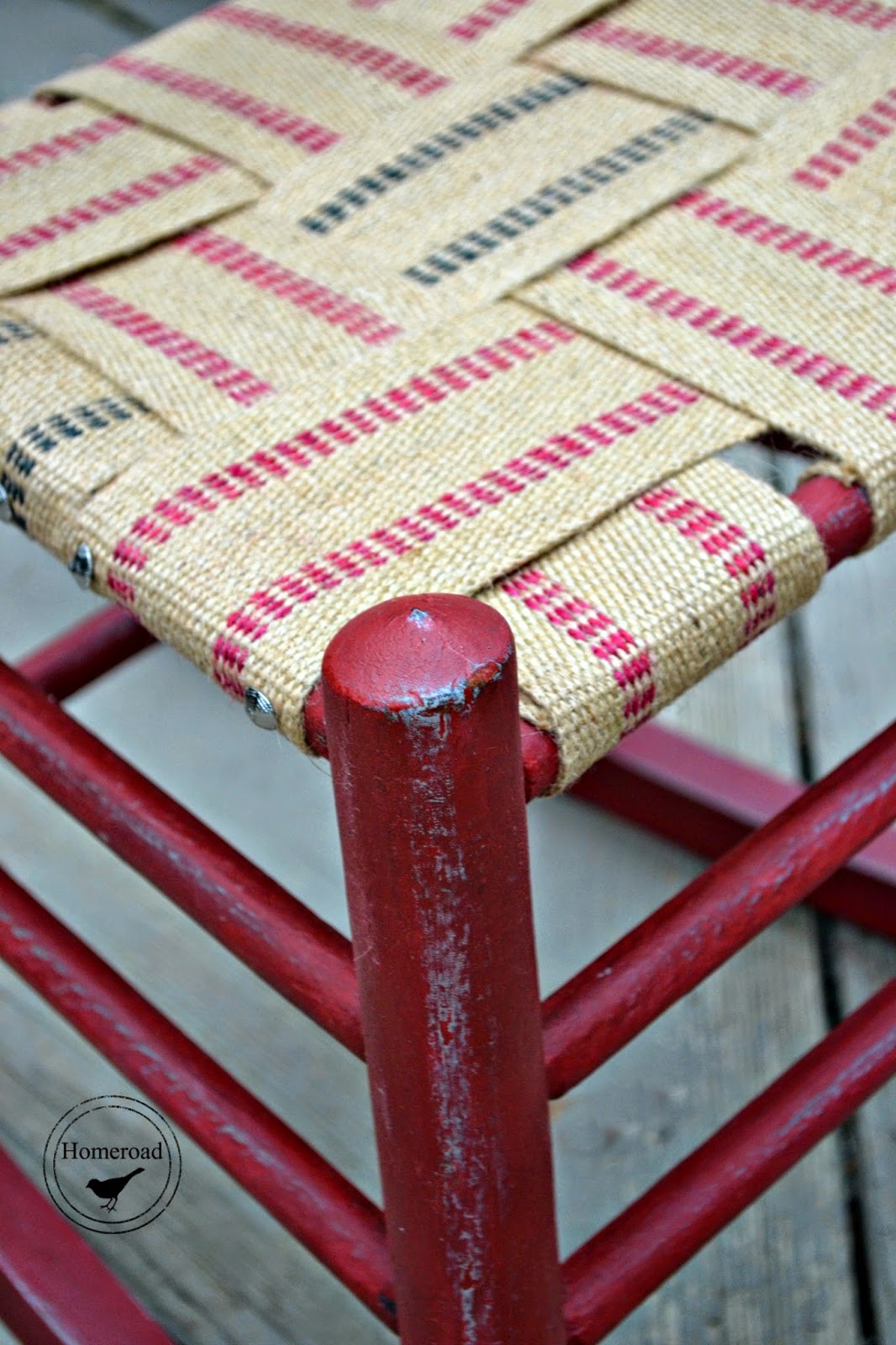 Antique Rocker with an Upholstery Webbing Seat