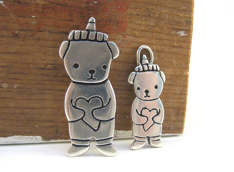 Sterling Silver Honey Bear pendants and necklaces by Mark Poulin