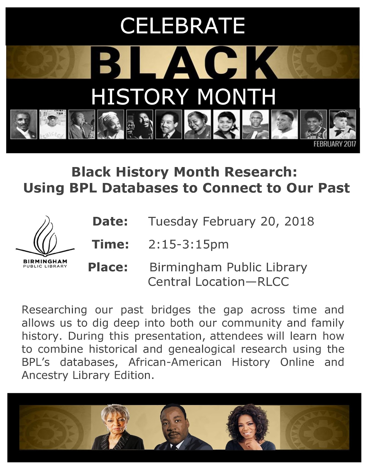 2018 Black History Month At The Birmingham Public Library