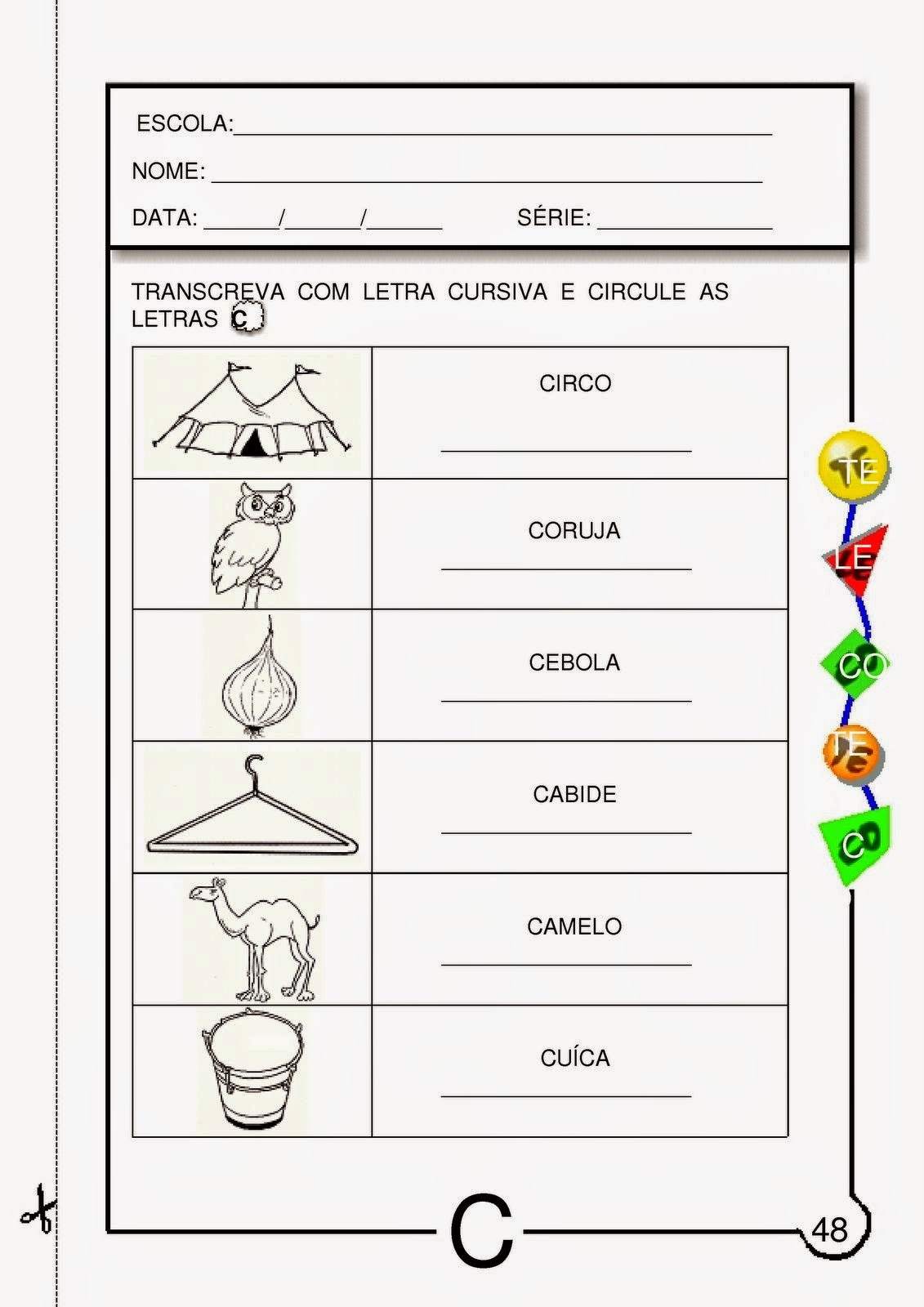 Atividades com a letra C para