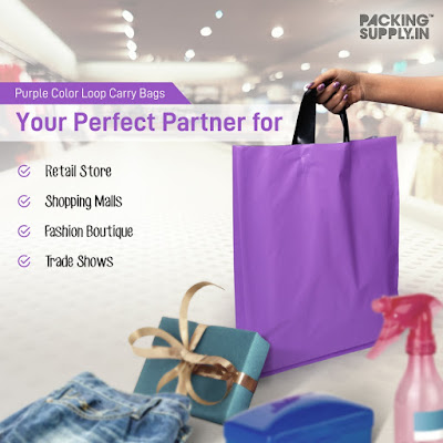 Purple Plastic Retail Carry Bags