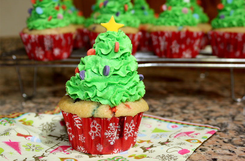 Vegan Funfetti Christmas Tree Cupcakes Little White Socks