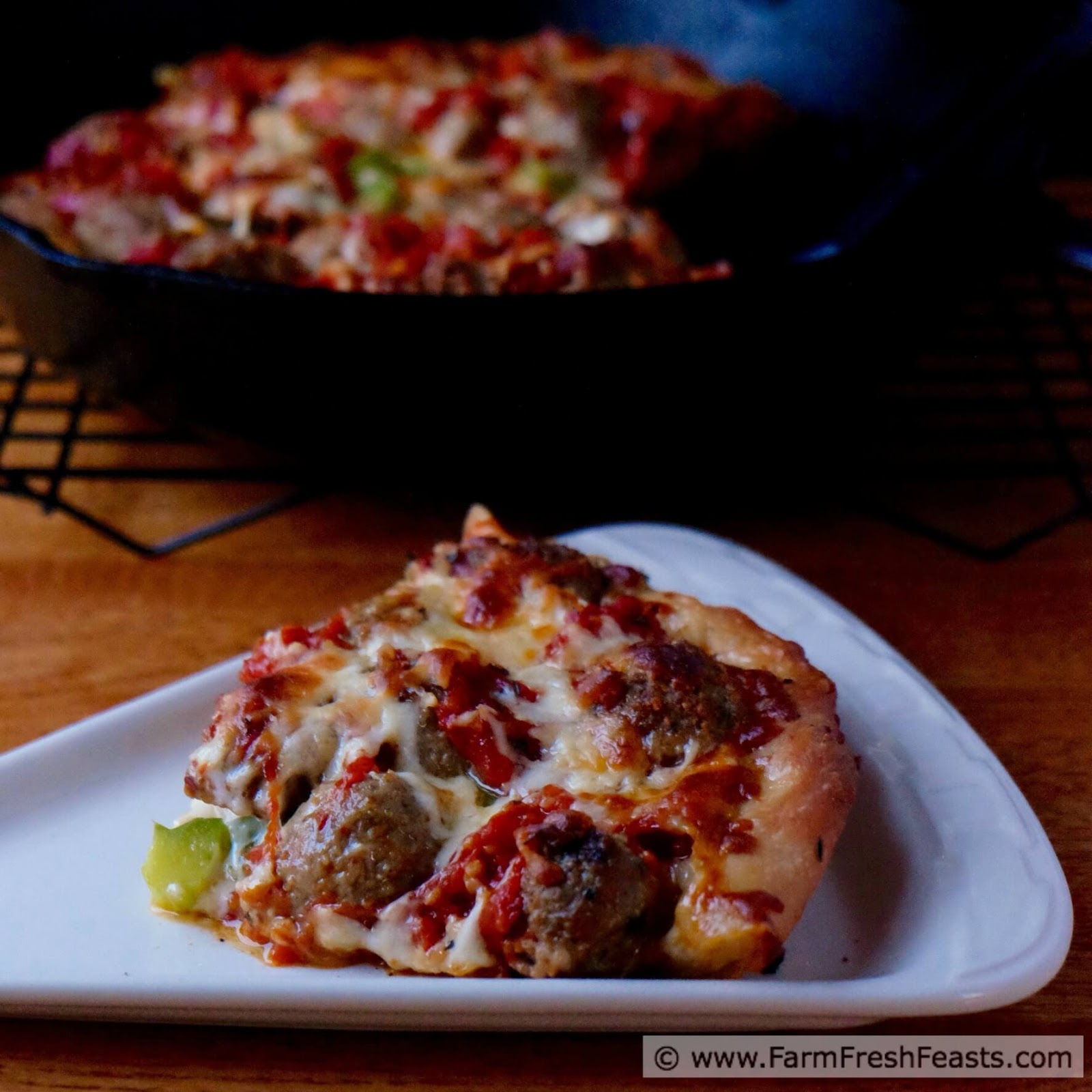 Farm Fresh Feasts Deep Dish Meatball Pizza