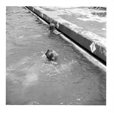 Tatiana Vasilev—aka Tanya Sarsfield—enjoying a leisurely swim at the Meguro Pool in Tokyo in 1951