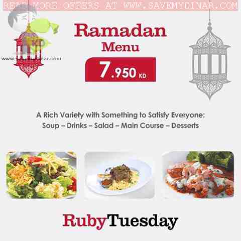 Ruby Tuesday Kuwait - Ramadan Menu