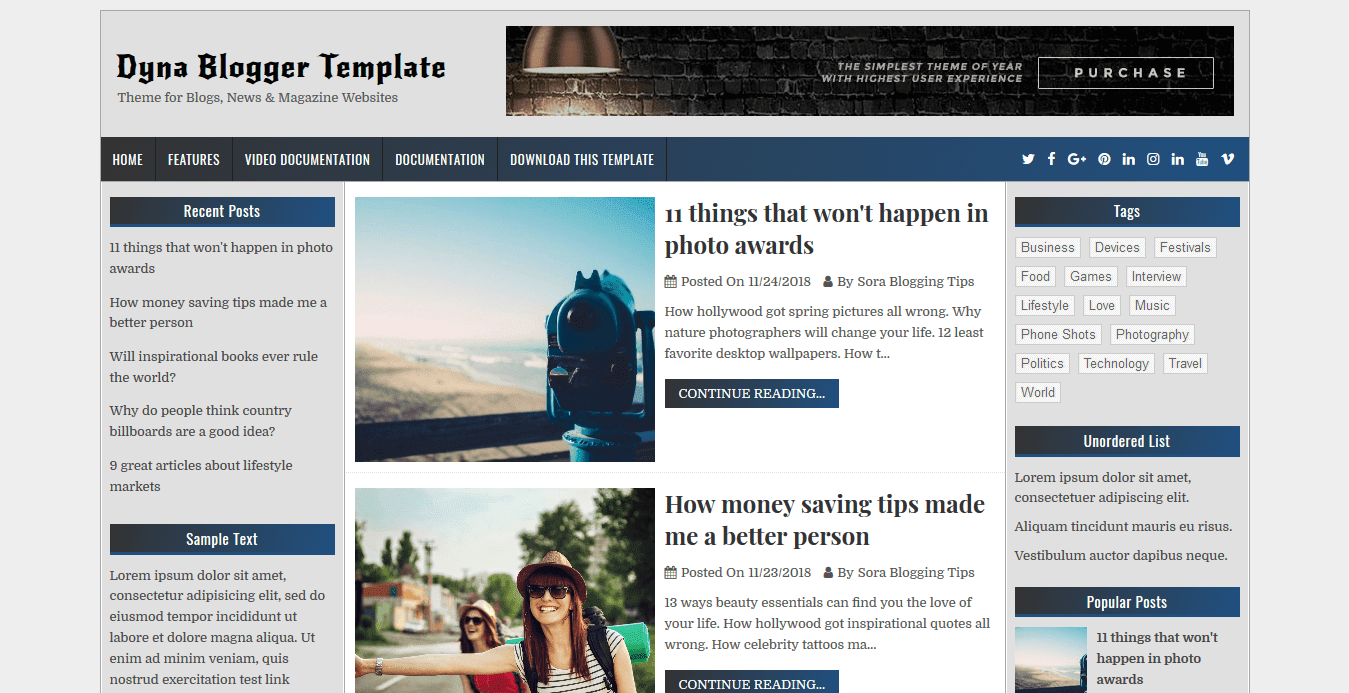 Dyna blogger template is a three column beautifully designed hand crafted blogger template that has the amazing capability to establish an attractive and