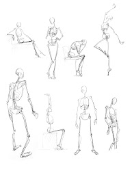 drawing figure human drawings gesture skeleton sketches painting watercolor skeletal
