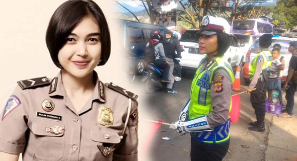 Wow! Polisi Bripda Wulan, Pengatur Lalin Nagreg Bikin Gagal Fokus Pemudik