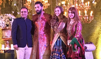 Virendar-Sehwag-wife-with-Yuvraj-Singh-at-Reception