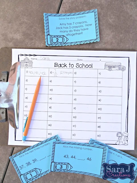 Back to School Math Task Cards that are designed for 2nd grade and review 1st grade concepts.  Perfect for the beginning of the school year.