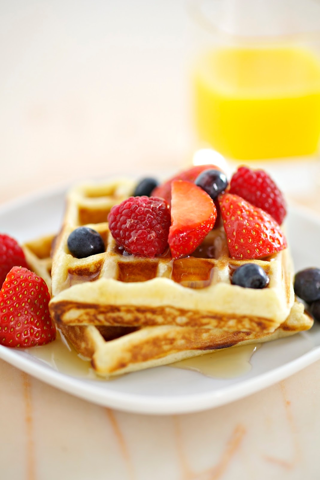 Waffles with Berries And Greek Honey Yogurt Claire Justine