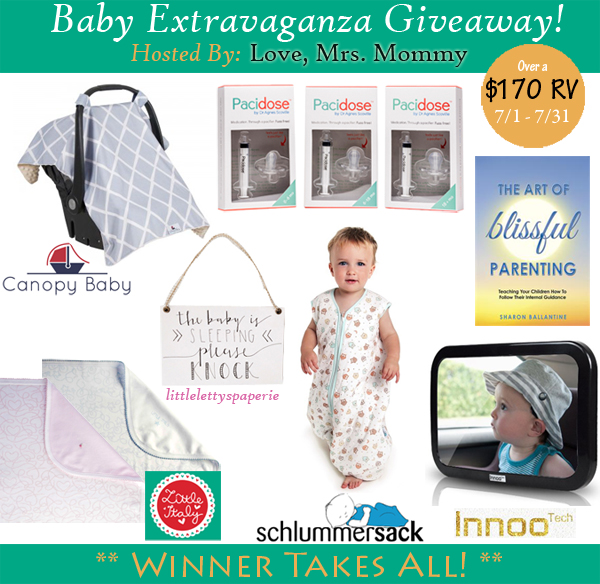 Baby Extravaganza #Giveaway Ends 7/31! #BabyE Over $170 in Prizes!