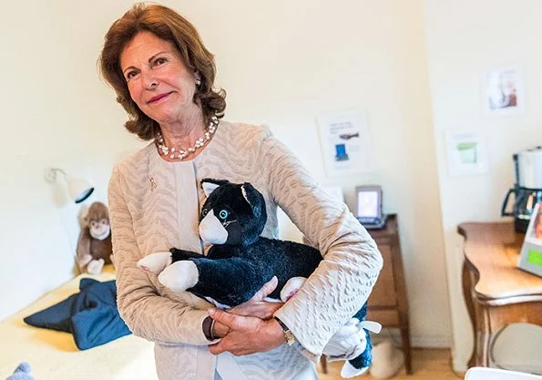 Queen Silvia of Sweden visited the training center of Silviahemmet Foundation in Stockholm