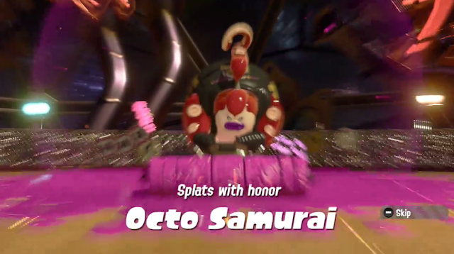Splatoon 2 single player hero mode boss fight battle Octo Samurai splats with honor roller