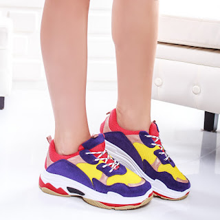 Pantofi sport Saisli multicolori cu talpa groasa Pantofi sport Saisli multicolori cu talpa groasa