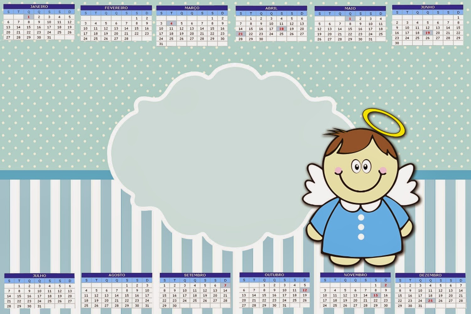 Bautismo Angelito Moreno: Imprimibles y Tarjetería para Imprimir Gratis. Calendario 2014.