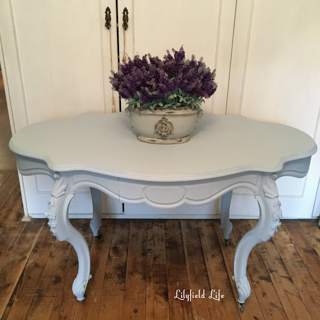 Antique French Hall Table in ASCP Louis Blue
