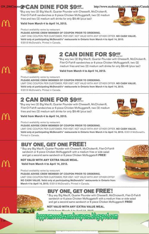 free promo codes and coupons 2018 mcdonalds coupons