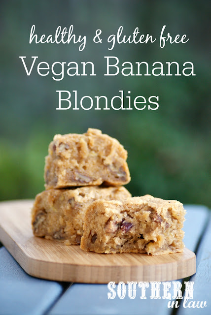 Healthy Vegan Banana Blondies Recipe healthy, low fat, gluten free, vegan, refined sugar free, egg free, dairy free